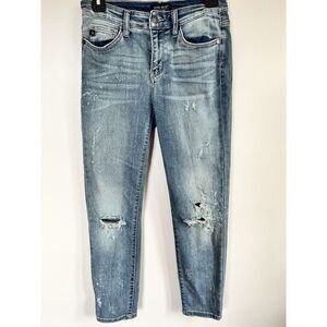 Judy Blue Jeans Women's 9/29 Blue Denim Relaxed Fit Distressed Stretch JB8273MD‎